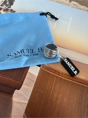 Samuel B Sterling Silver Woven statement ring NWT Size 7 with bag, pouch